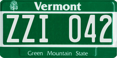 VT license plate ZZI042