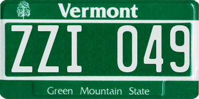 VT license plate ZZI049