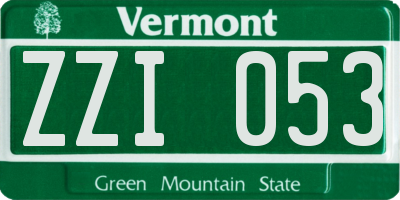 VT license plate ZZI053