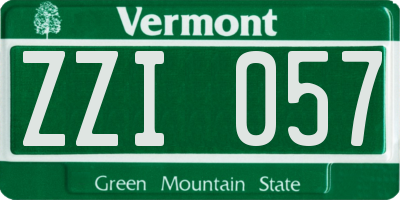 VT license plate ZZI057