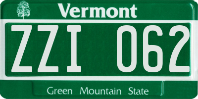 VT license plate ZZI062