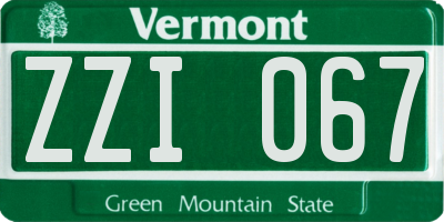 VT license plate ZZI067