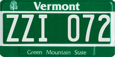 VT license plate ZZI072