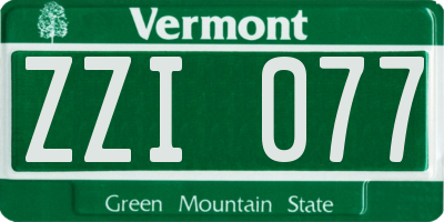 VT license plate ZZI077