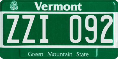 VT license plate ZZI092