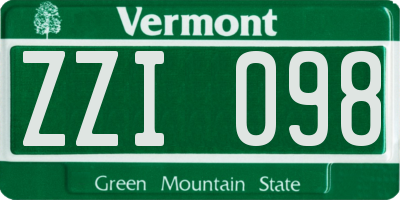 VT license plate ZZI098