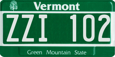 VT license plate ZZI102