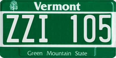 VT license plate ZZI105