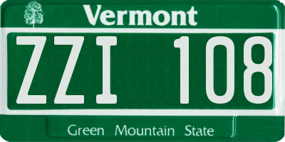 VT license plate ZZI108