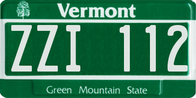 VT license plate ZZI112