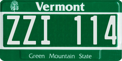 VT license plate ZZI114