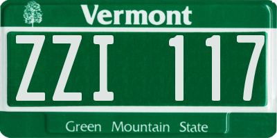 VT license plate ZZI117