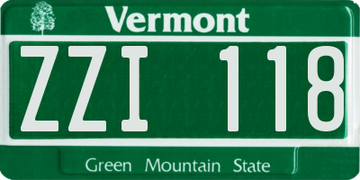 VT license plate ZZI118