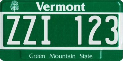 VT license plate ZZI123