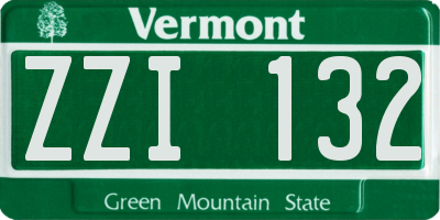 VT license plate ZZI132