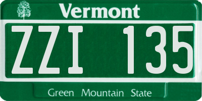 VT license plate ZZI135