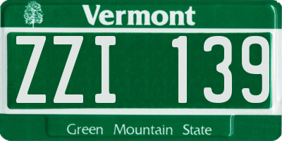 VT license plate ZZI139