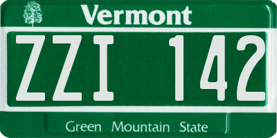 VT license plate ZZI142