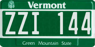 VT license plate ZZI144