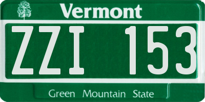 VT license plate ZZI153