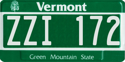 VT license plate ZZI172