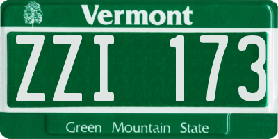 VT license plate ZZI173
