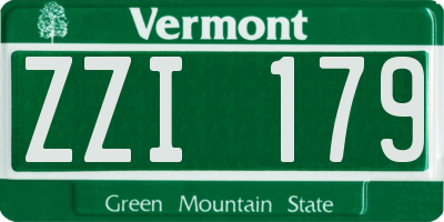 VT license plate ZZI179