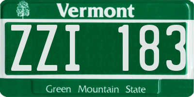 VT license plate ZZI183