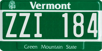 VT license plate ZZI184