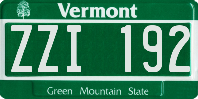 VT license plate ZZI192