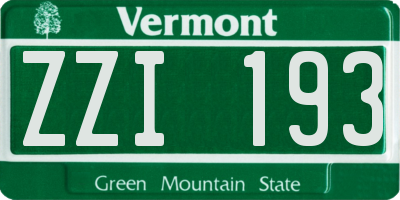 VT license plate ZZI193
