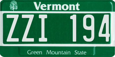 VT license plate ZZI194