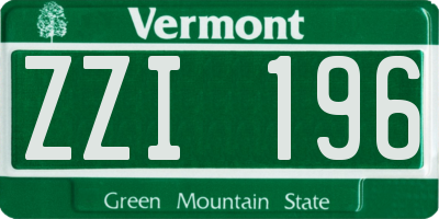 VT license plate ZZI196