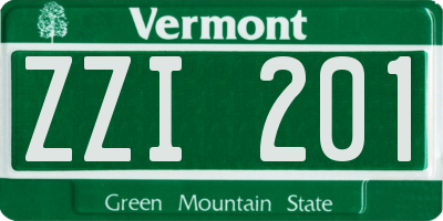 VT license plate ZZI201