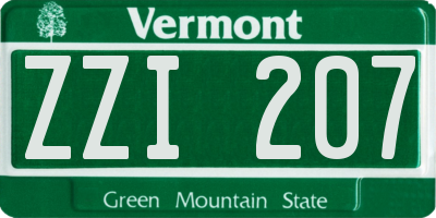 VT license plate ZZI207