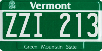 VT license plate ZZI213