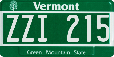 VT license plate ZZI215