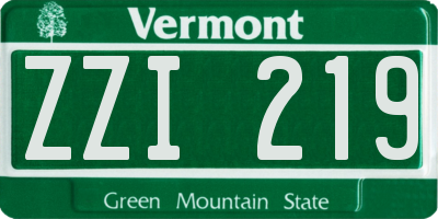 VT license plate ZZI219