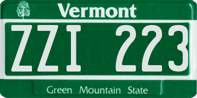 VT license plate ZZI223