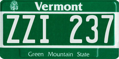VT license plate ZZI237