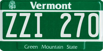 VT license plate ZZI270