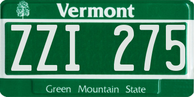 VT license plate ZZI275