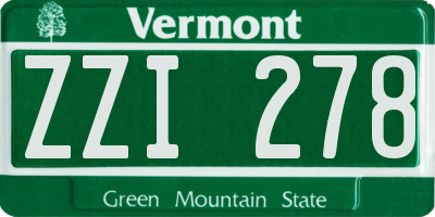 VT license plate ZZI278