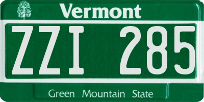 VT license plate ZZI285