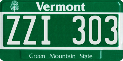 VT license plate ZZI303