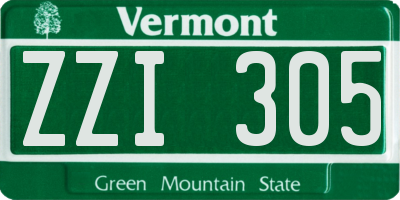 VT license plate ZZI305