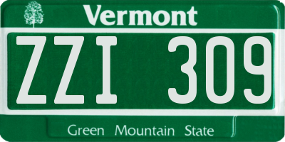 VT license plate ZZI309
