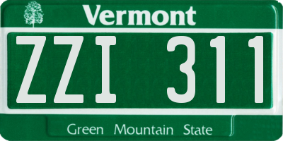 VT license plate ZZI311