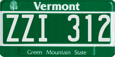 VT license plate ZZI312