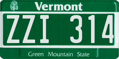 VT license plate ZZI314
